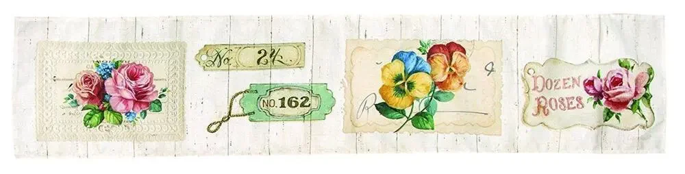 Manual Woodworkers Garden Flower Market Table Runner Cotton Floral Topper White
